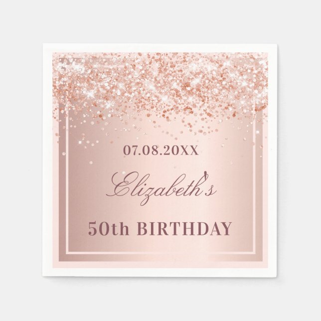 Birthday Rose Goldmedaille Konfetti Serviette (Vorderseite)