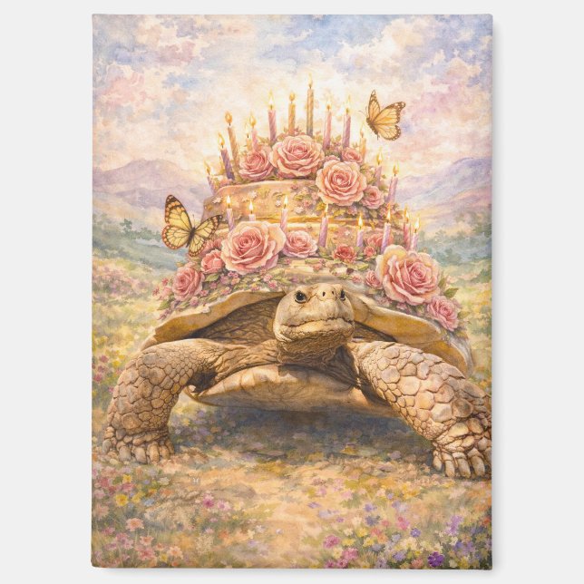 Birthday Roses and Butterflies Sulcata turtle Magnet (Vorderseite)