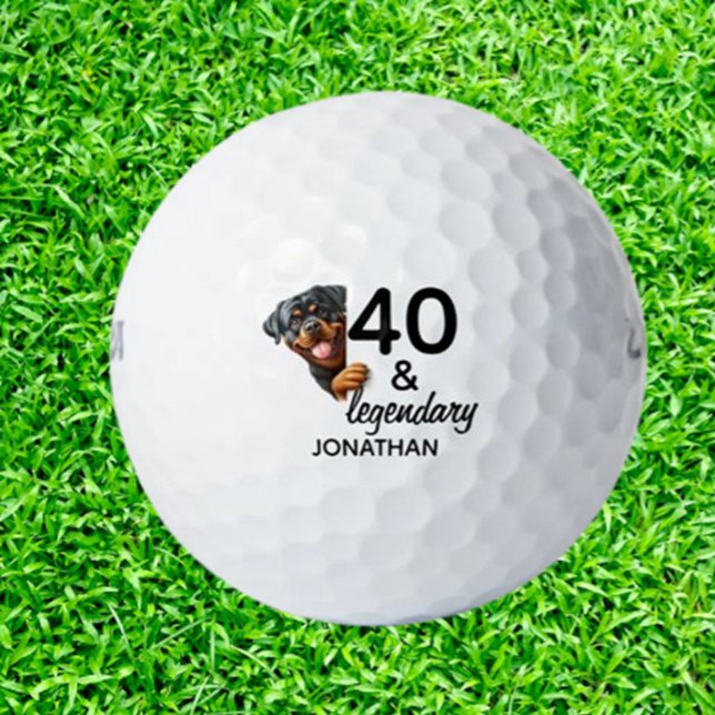  Birthday   Rottweiler gift Golfball (Celebrate your Rottweiler lover’s birthday with unique golf balls featuring adorable Rottweiler )