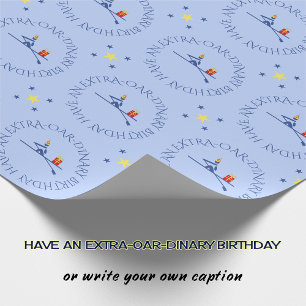Birthday rower benutzerdefinierter Text blau Geschenkpapier