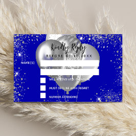 Birthday Royal Blue Silber Ballons Party UAWG Begleitkarte