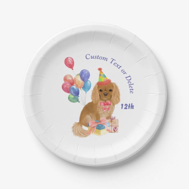 Birthday Ruby Cavalier King Charles Spaniel   Pappteller (Vorderseite)