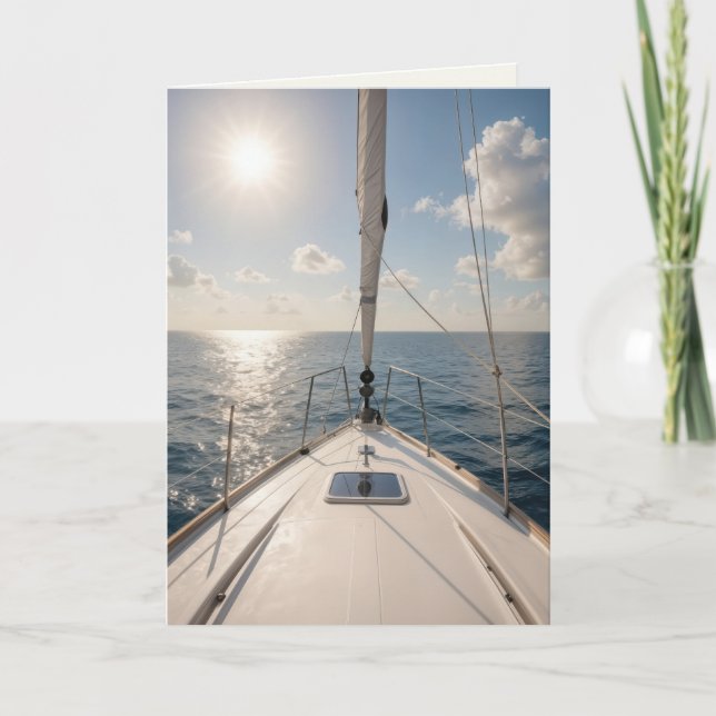 Birthday Sailboat On Calm Ocean Water Karte (Vorderseite)