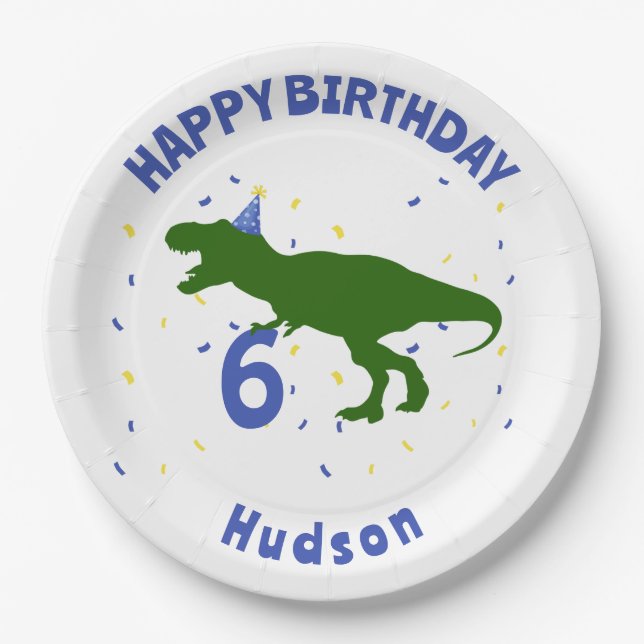 "Birthday-Saurus" Kinderkind Dinosaurier Geburtsta Pappteller (Vorderseite)
