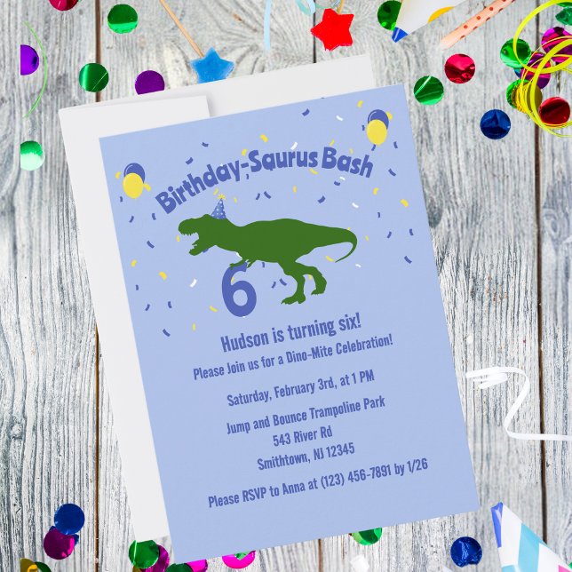 "Birthday-Saurus" Kinderpartei Dinosaurier Geburts Einladung (Von Creator hochgeladen)