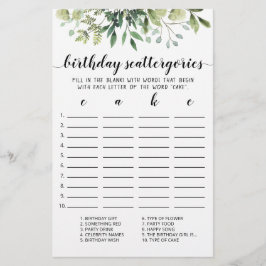 Birthday Scattergories-Spiel