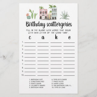 Birthday Scattergories-Spiel