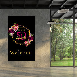 Birthday schwarz goldfarbene geometrische Blumen b Poster