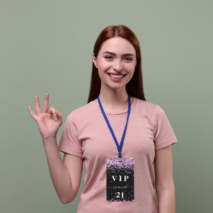 Birthday schwarz lila violett Glitzer Staub Name v Ausweis