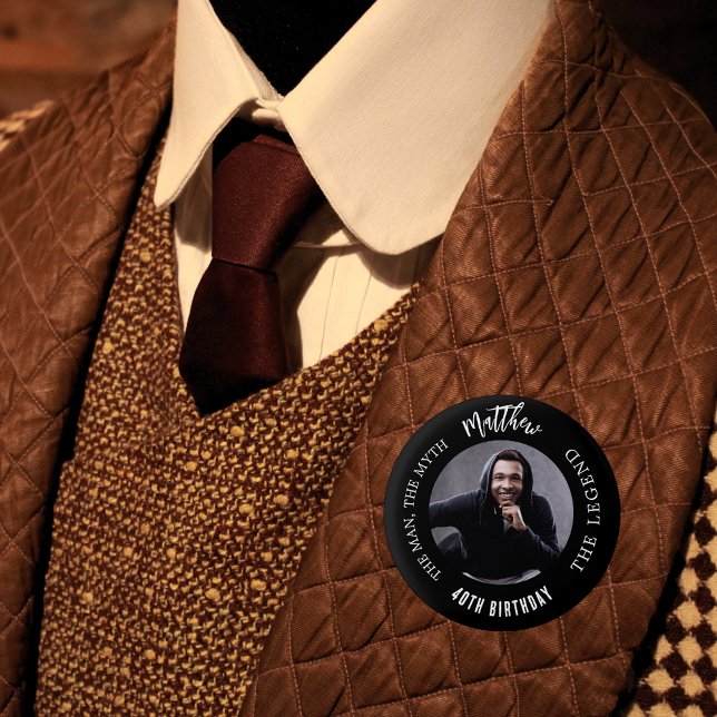 Birthday Schwarz-weiß Foto Man Mythos Legende Button (Von Creator hochgeladen)