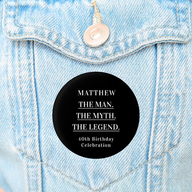 Birthday Schwarz-weiß Foto Man Mythos Legende Button (Von Creator hochgeladen)