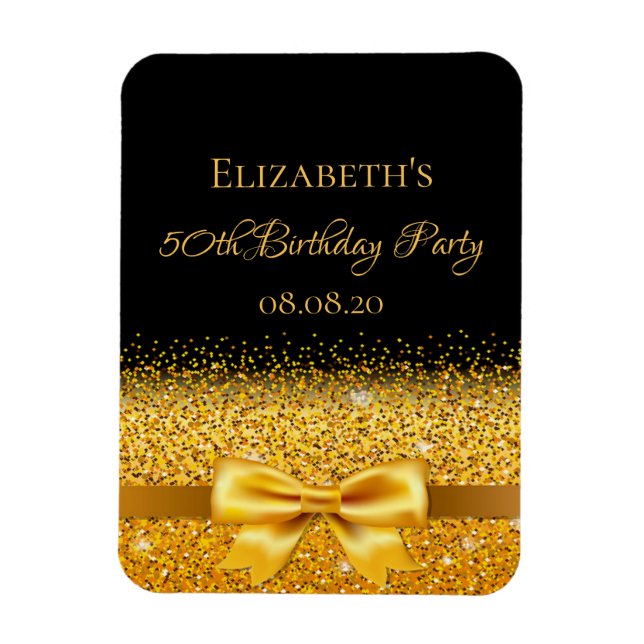 Birthday-Schwarzgoldene Save the Date Magnet (Vertikal)