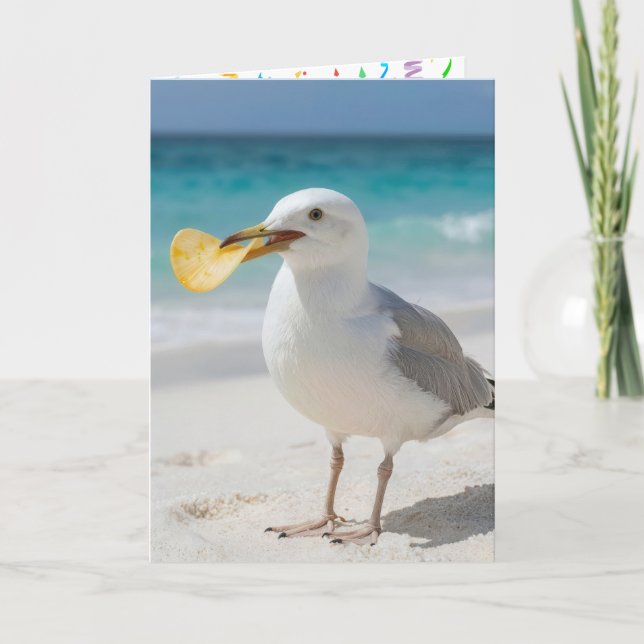Birthday Seagull with a Potato Chip Karte (Vorderseite)