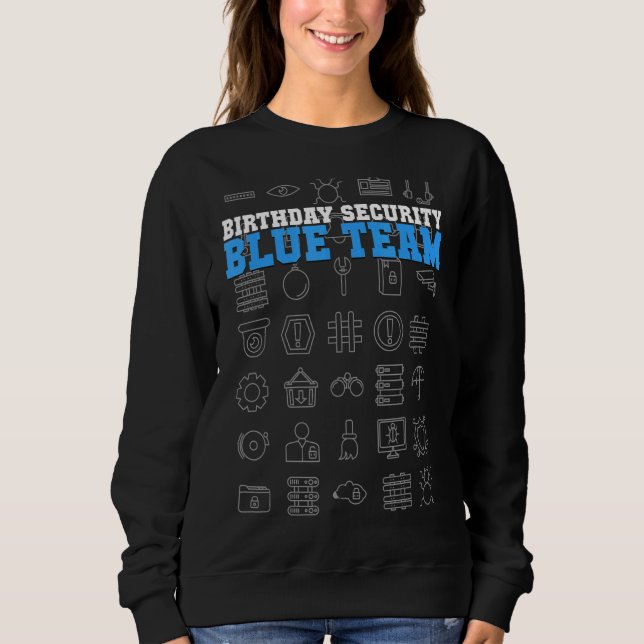 Birthday Security Squad Blue Team Checkpoint Barri Sweatshirt (Vorderseite)
