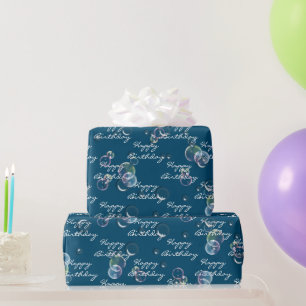 Birthday Seifenblasen auf blau Geschenkpapier