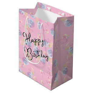 Birthday Seifenblasen auf rosa Mittlere Geschenktüte