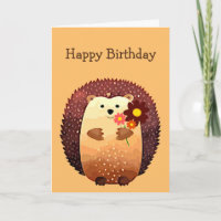 Birthday Sending a Hedgehog Hug Love Cute