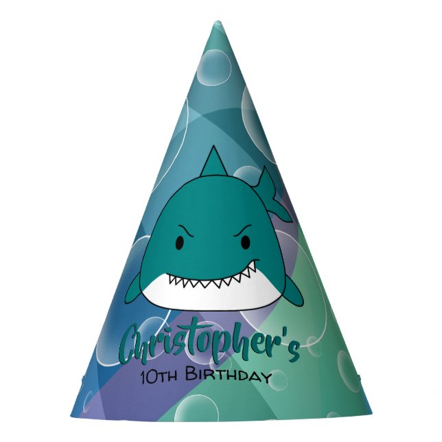 Birthday Shark Personalisiert Partyhütchen (Vorderseite)