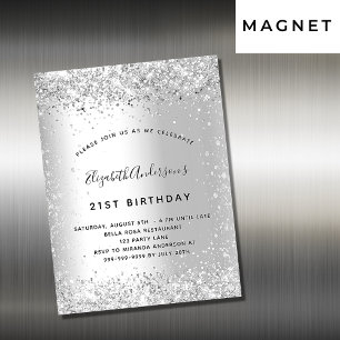 Birthday silber Glitzer Luxus-Einladungsmagnet Magnetkarte