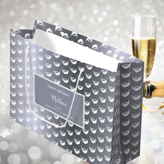 Birthday Silberfuchs Bart Männer Typ grau modern Große Geschenktüte (Von Creator hochgeladen)