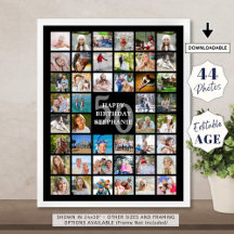 Birthday Simple 44 Foto Collage Custom Colors