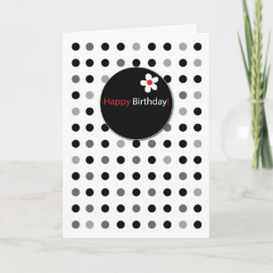 Birthday Simple Black Gray and Red Dots Karte