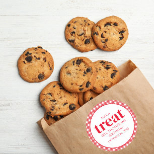 Birthday Simple Red and White Gingham Picnic Runder Aufkleber