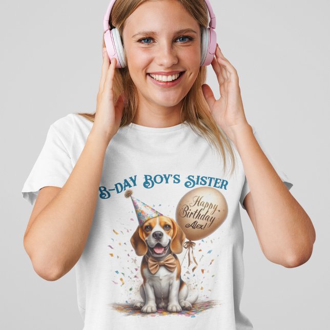 Birthday Sister Beagle Dog Ballon Custom Tri-Blend Shirt (Von Creator hochgeladen)