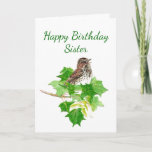 Birthday Sister Song Sparrow Bird Karte<br><div class="desc">Ideal,  wenn Sie Vögel,  Vogelbeobachtung oder Spatzen lieben. Watercolor Song Sparrow Bird für die Schwester,  die Sie schätzen com. com</div>