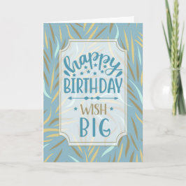 Birthday Sky Blue Botanical mit braunen Tones Karte