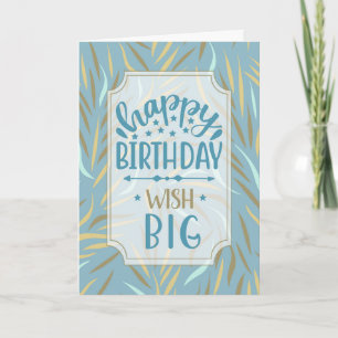 Birthday Sky Blue Botanical mit braunen Tones Karte