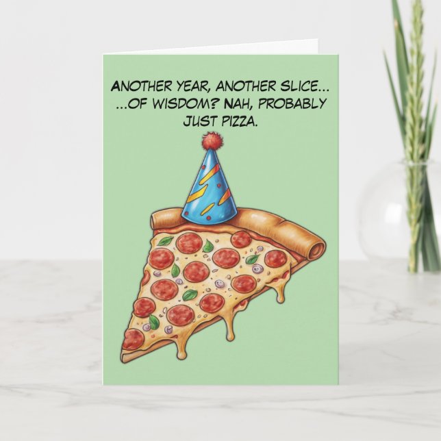 Birthday Slice mit Extra-Käse-Spaß Karte (Vorderseite)