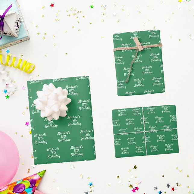 Birthday-Smaragd-Namensschrift Geschenkpapier Set (Von Creator hochgeladen)
