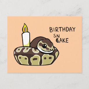 Birthday Snake Cute Ball Python Drawing Postcard Postkarte