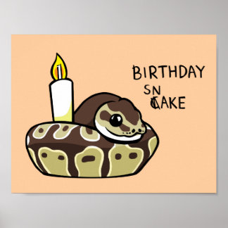 Birthday Snake Niedlich Ball Python Zeichnend Post Poster