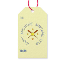 Birthday Softball Custom Text Cream Blue