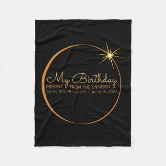 Birthday Solar Eclipse 2024 April 8 Insgesamt Ecli Fleecedecke
