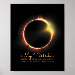 Birthday Solar Eclipse 2024 April 8 Insgesamt Ecli Poster