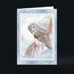 Birthday Son mit Great Gray Owl Bird Karte<br><div class="desc">Original Wasserfarbe Grosser Graue,  Graue Vögel</div>