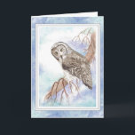 Birthday Son mit Great Gray Owl Bird Karte<br><div class="desc">Original Wasserfarbe Grosser Graue,  Graue Vögel</div>