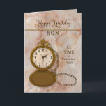 Birthday Son Pocket Watch und Chain Card Karte<br><div class="desc">Sehen Sie viele andere Kategorien mit dem gleichen und/oder ähnlichen Bild inklusive Jumbo-Grüße und Einladungen.</div>