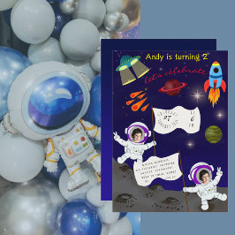 Birthday Space Astronaut Cartoon Glossard Poster