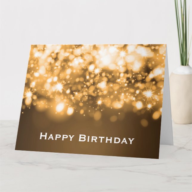 Birthday Sparklights Gold Karte (Vorderseite)