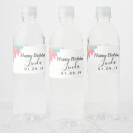 Birthday Spring Wreath Florals Wasserflasche Wasserflaschenetikett