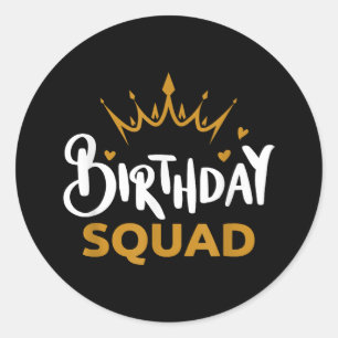 Birthday Squad Party Matching Family Group Funny B Runder Aufkleber