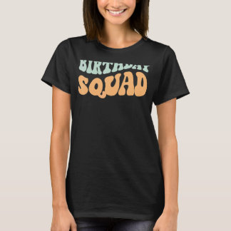 Birthday Squad Retro Groovy wavy Vintag T-Shirt
