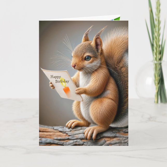 Birthday Squirrel Karte (Vorderseite)
