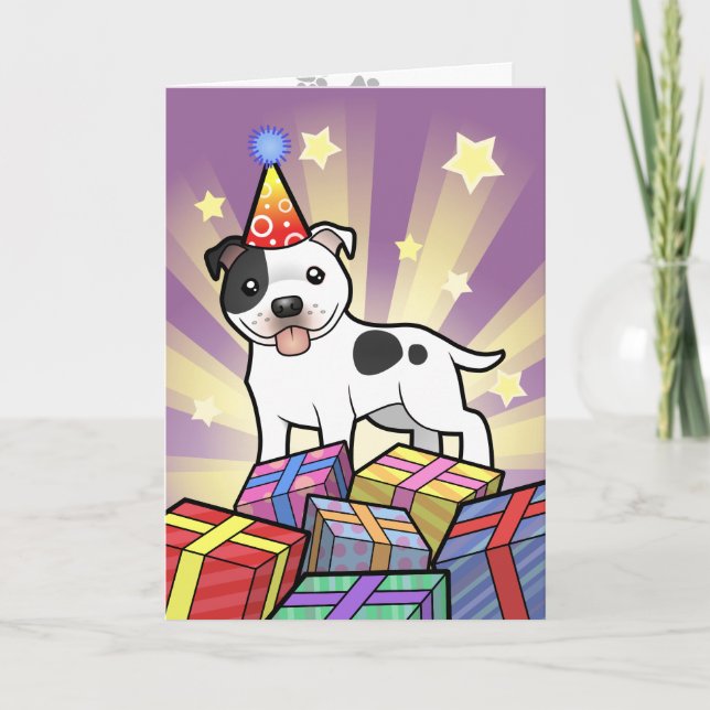 Birthday Staffordshire Bull Terrier Karte (Vorderseite)