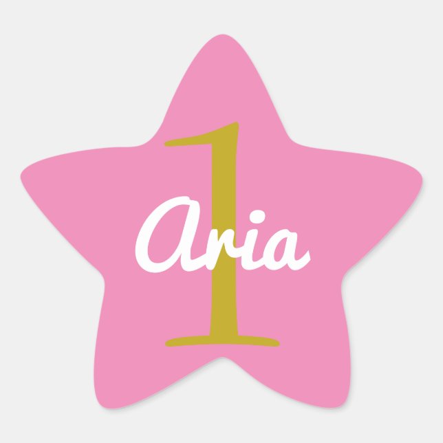 Birthday Star Sticker Pink Gold White (Vorderseite)