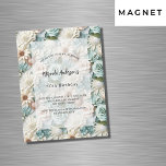 Birthday staubige grüne, weiße Blumen Luxus Magneteinladung<br><div class="desc">Grün-weiße Blume als Hintergrund. Personalisieren und fügen Sie einen Namen und Party-Details hinzu.</div>